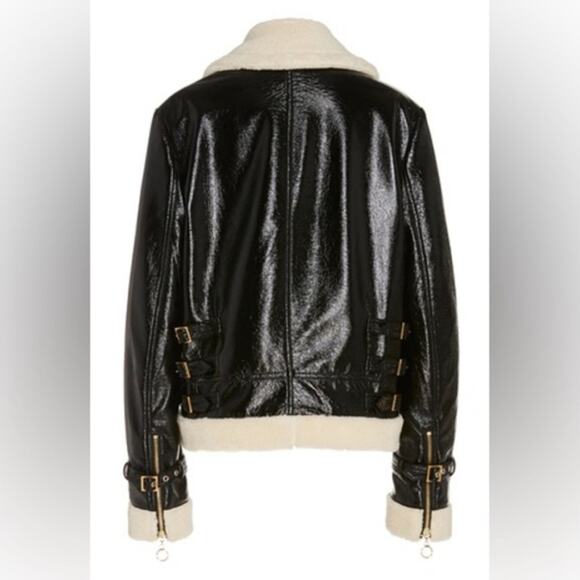 Jonathan Simkhai Vegan Leather Sherpa Aviator Bomber Jacket Women’s XS Black - Picture 16 of 16